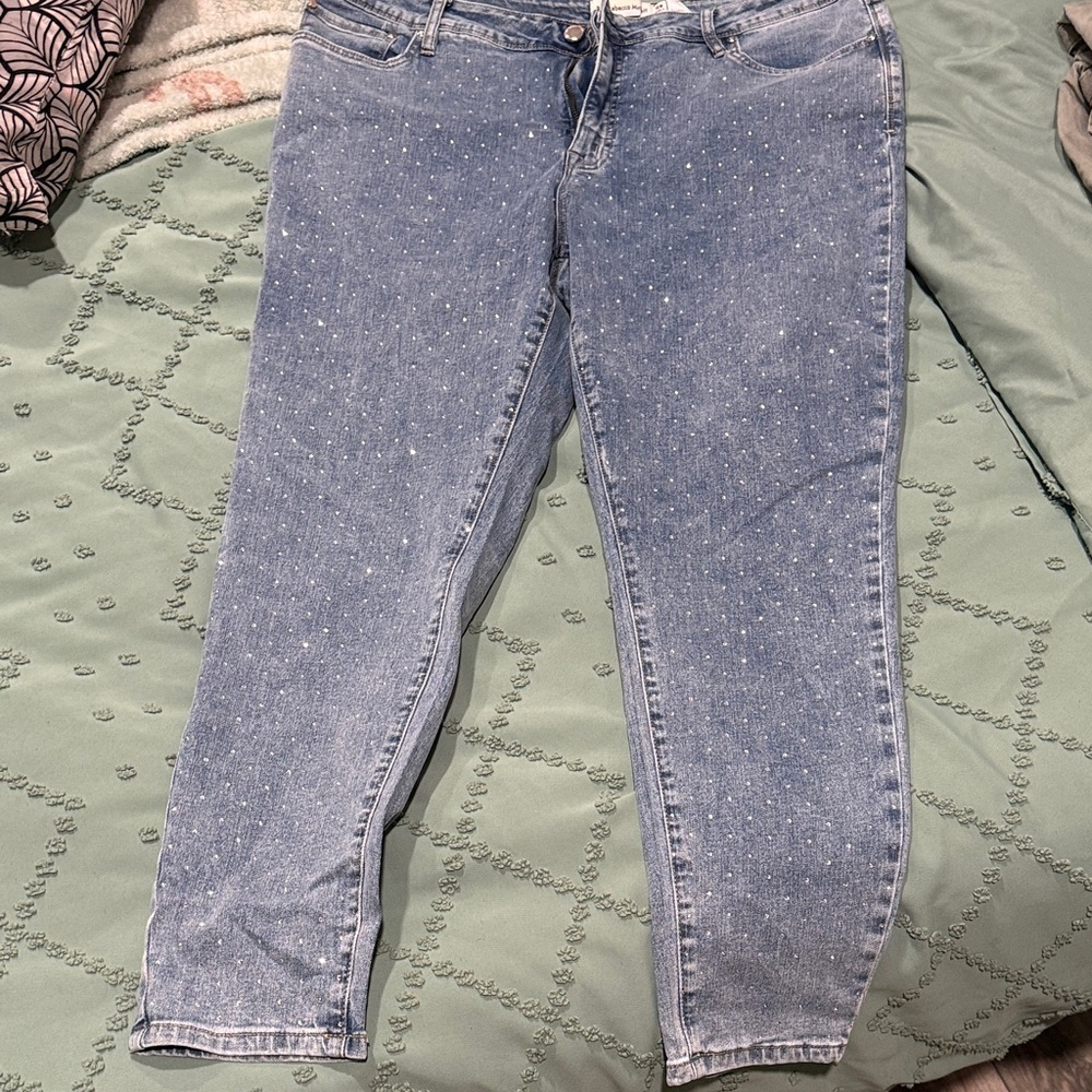 Rebecca Minkoff Light Blue Straight Leg Jeans with Sparkle